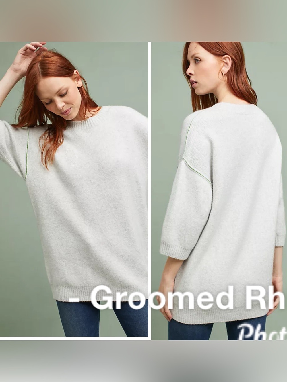 Moth Dempsey Wool Alpaca Blend 3/4 Sleeve Oversized Sweater In Oatmeal Size M